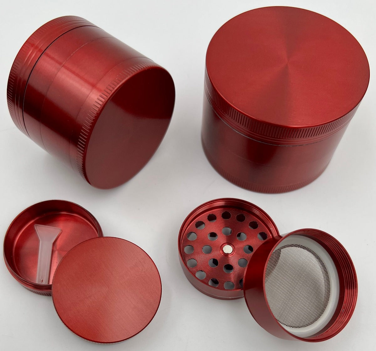 4-Piece Zinc Alloy Grinders - 40mm, 55mm & 63mm - Assorted Colors (Sm GR-12, Med GR-13 & Lg GR-14)