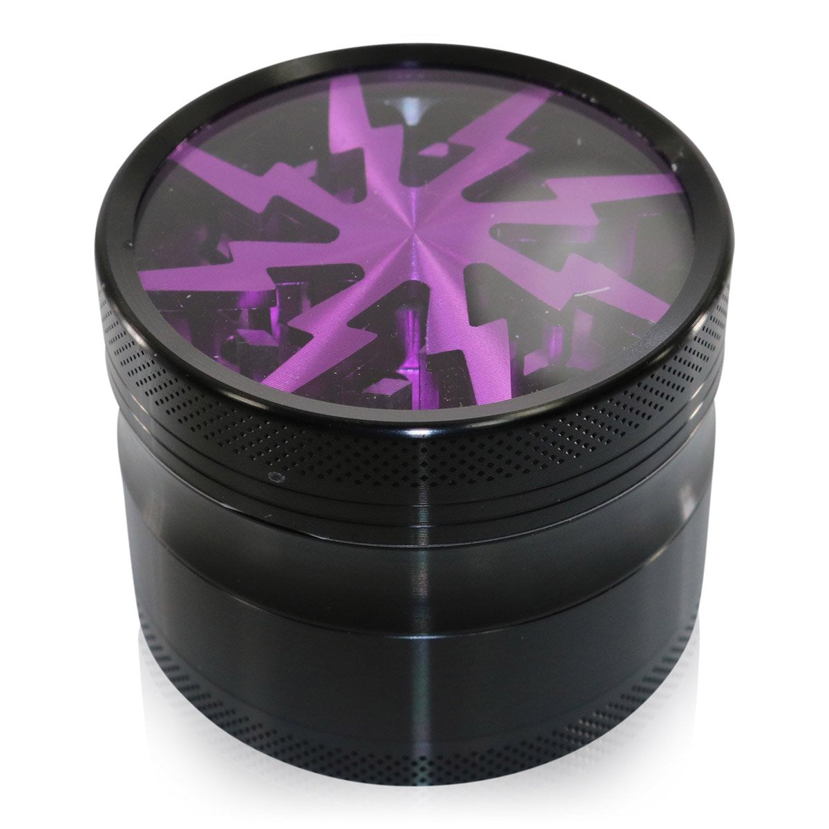 #GR1 62MM 4 PIECE HERB GRINDER WITH CLEAR TOP AND ANODIZED TEETH (ASSORTED COLORS)