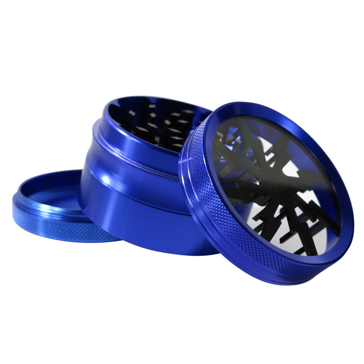 #GR1 62MM 4 PIECE HERB GRINDER WITH CLEAR TOP AND ANODIZED TEETH (ASSORTED COLORS)