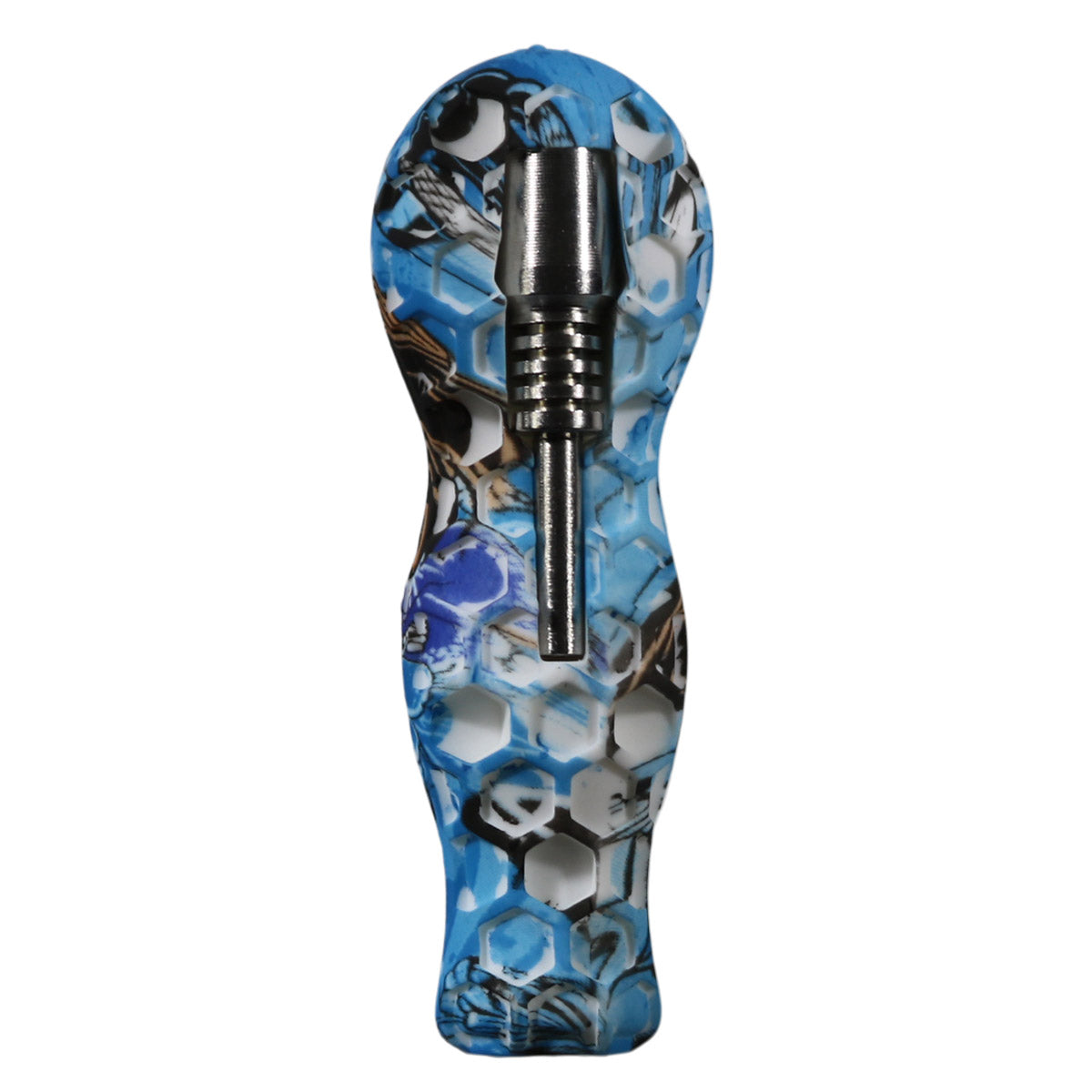 #NC60 4.5" Silicone "Honeycomb" Nectar Collector w/ 10mm Steel Nail (Assorted Prints)