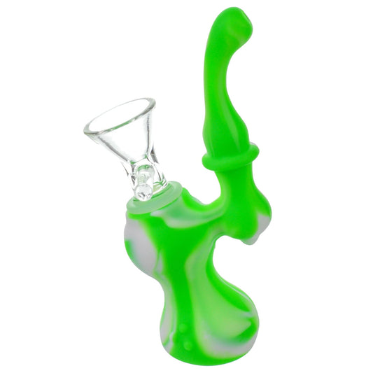 5" Silicone Sherlock Bubbler w/ Silicone Down-stem & Glass Bowl (Assorted Colors) #SC16B