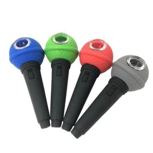 5.4" Silicone "Microphone" Hand Pipe w/ Glass Bowl #SC59