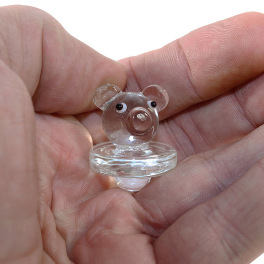 #CC39 25mm, Clear Glass (Glow in the Dark) Spinner Style "Pig" Carb Cap