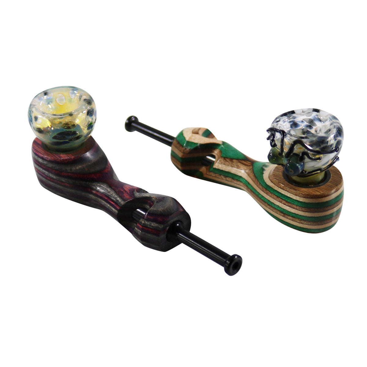 #H2(H2A) "THE MILL" 4" WOODEN/GLASS HYBRID HAND PIPE (WITH OR WITHOUT CRITTER)