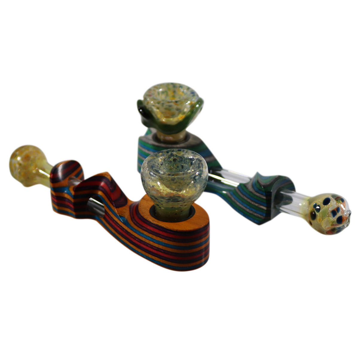 #H3(H3A) "THE MILL" 4.5" WOODEN/GLASS HYBRID HAND PIPE (WITH OR WITHOUT CRITTER)