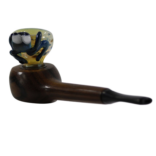 #H4(H4A) "THE MILL" 4.5" WOODEN/GLASS HYBRID HAND PIPE (WITH OR WITHOUT CRITTER)