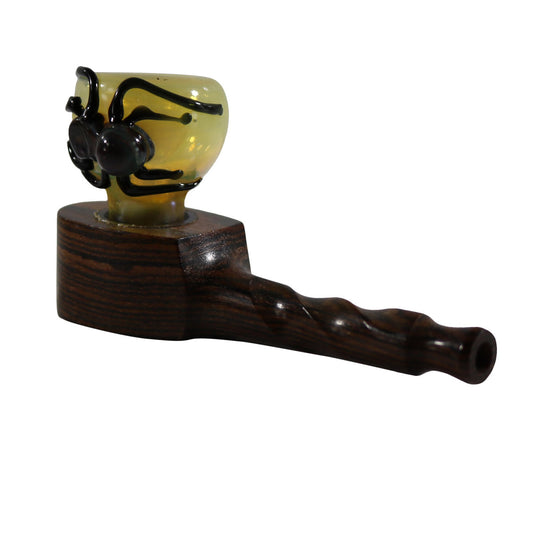 #H5(H5A) "THE MILL" 3.5" WOODEN/GLASS HYBRID HAND PIPE (WITH OR WITHOUT CRITTER)