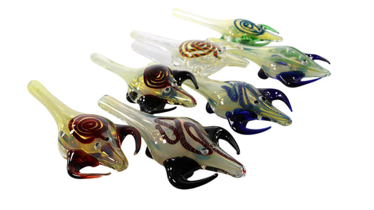 #GP29 6" Glass Creature Hand Pipe with Accents (Assorted Colors)