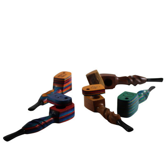 #LAS44 "THE MILL" 4.5" WOODEN PIPE WITH SWIVEL LID AND IMAGE