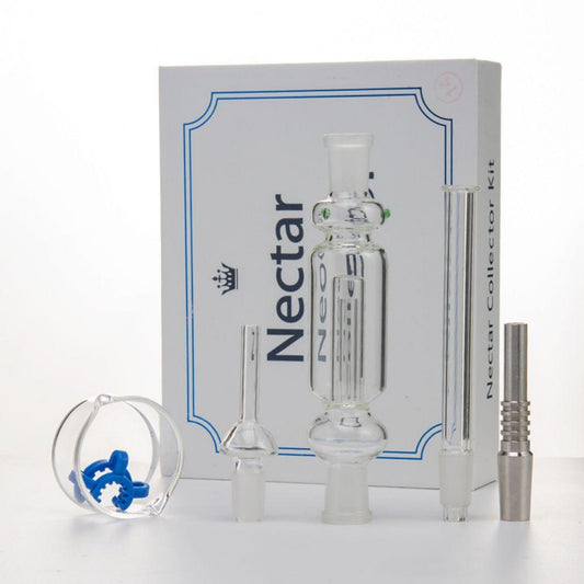 Boxed 14mm Glass Nectar Collector w/ Four-Slit Bubbler Chamber & Accessories #NC-6B