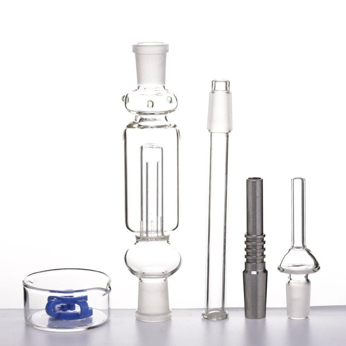 Boxed 14mm Glass Nectar Collector w/ Four-Slit Bubbler Chamber & Accessories #NC-6B