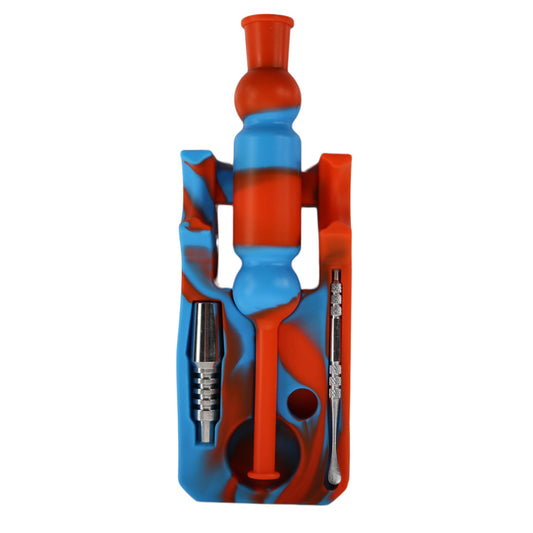 #NC14 Silicone Nectar Collector Set w/ 14mm Nail, Dab Tool and Dish (Assorted Colors)