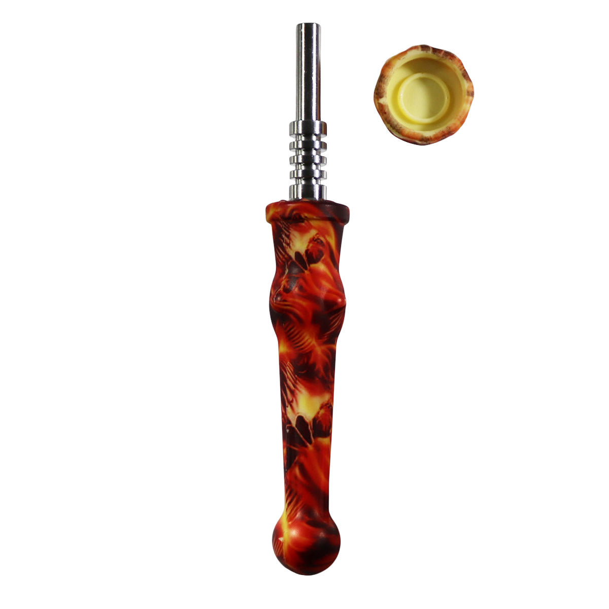 #NC7 Silicone Nectar Collector with 14mm Steel Nail and Dish (Assorted Designs)