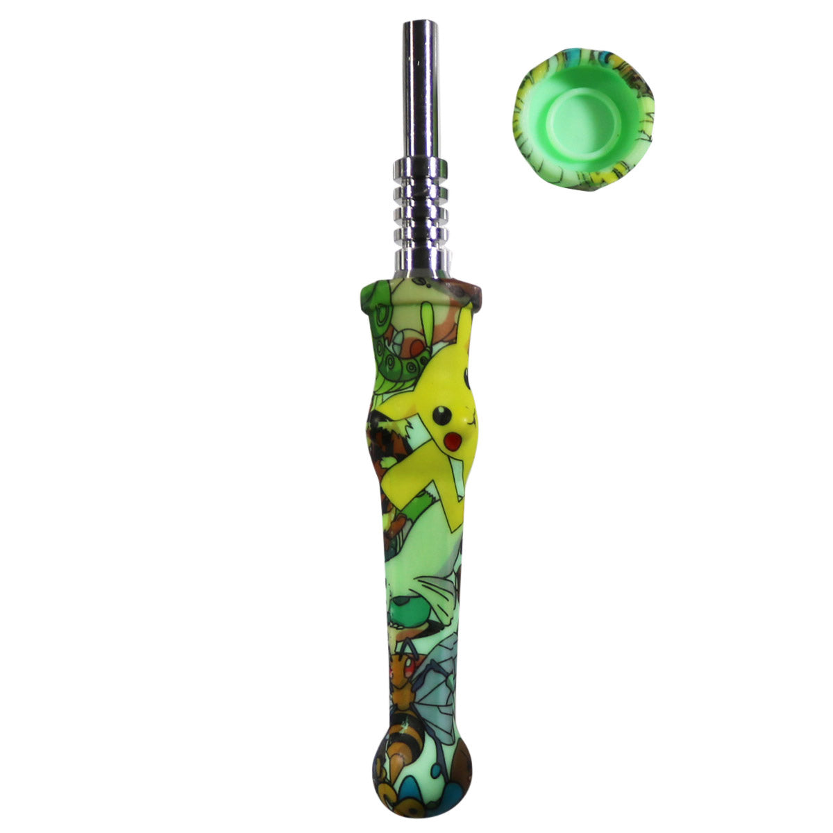 #NC7 Silicone Nectar Collector with 14mm Steel Nail and Dish (Assorted Designs)