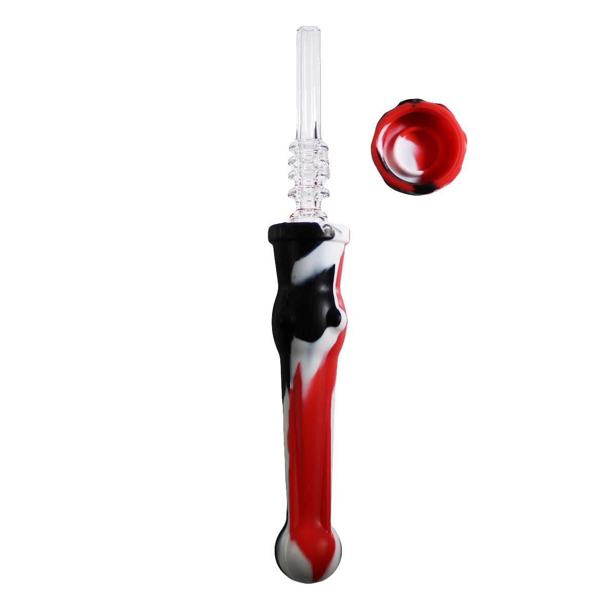 #NC7 Silicone Nectar Collector with 14mm Quartz Glass Nail and Dish (Assorted Colors)