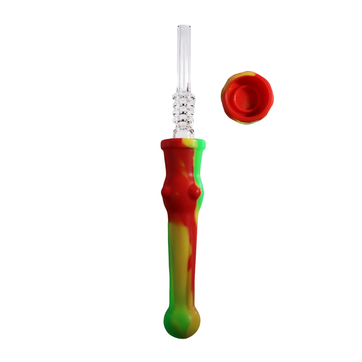 #NC7 Silicone Nectar Collector with 14mm Quartz Glass Nail and Dish (Assorted Colors)