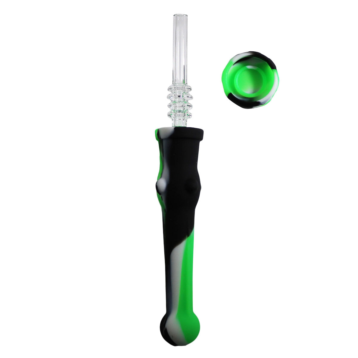 #NC7 Silicone Nectar Collector with 14mm Quartz Glass Nail and Dish (Assorted Colors)