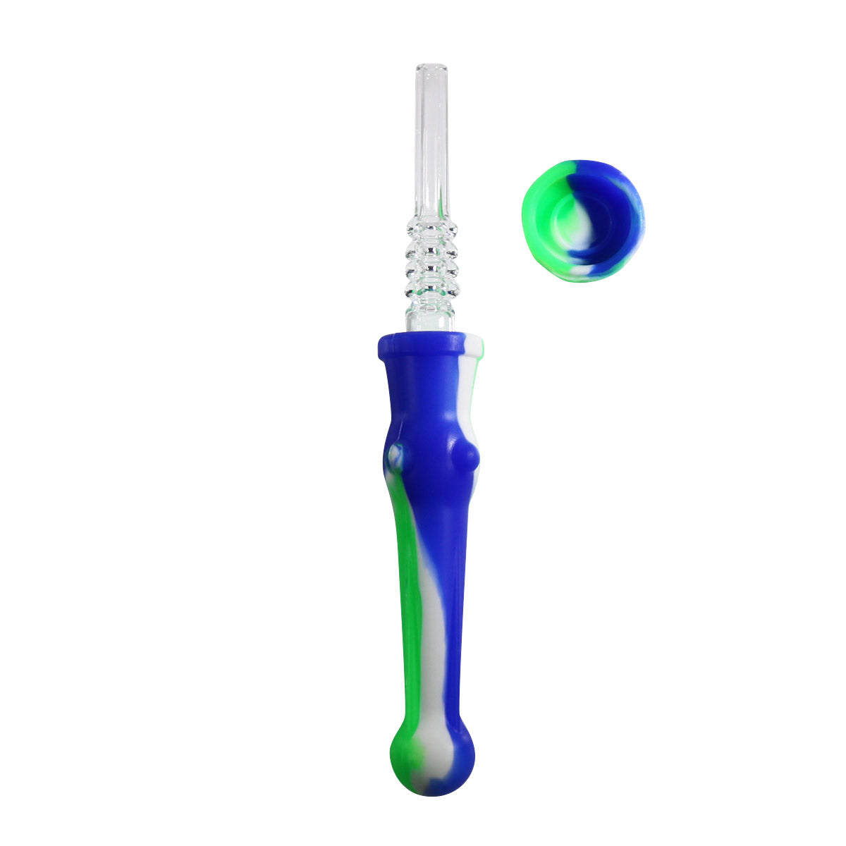 #NC7 Silicone Nectar Collector with 14mm Quartz Glass Nail and Dish (Assorted Colors)