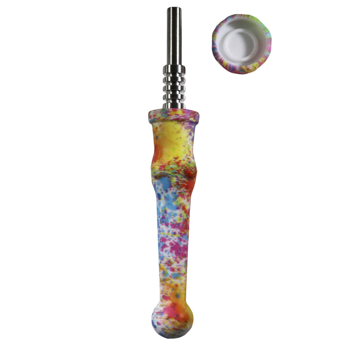 #NC7 Silicone Nectar Collector with 14mm Steel Nail and Dish (Assorted Designs)
