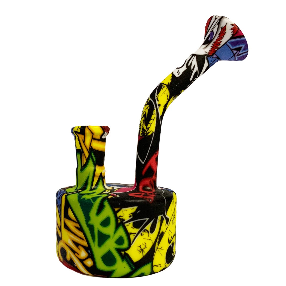 5.5" 2 Piece Silicone Banger Hanger Water Pipe w/ Accessories (Assorted Illustrated Prints) #SC105