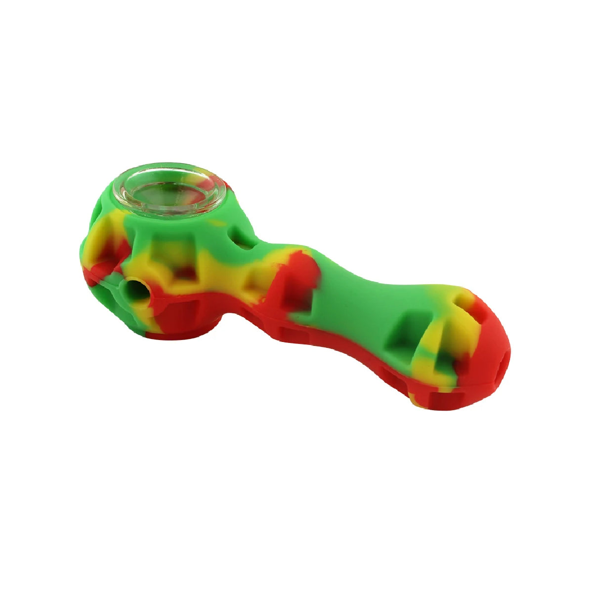 4.25" Silicone Hand Pipe w/ Glass Bowl, Dab tool & Dish (Assorted Colors) #SC6A