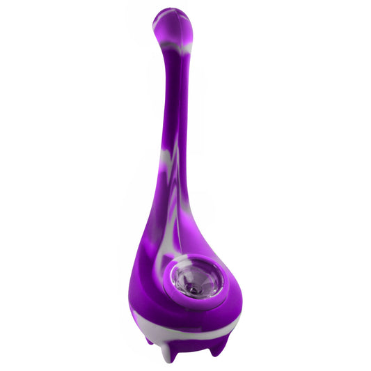 7" Silicone "Dinosaur" Water Bubbler w/ Glass Bowl (Assorted Colors) #SC89