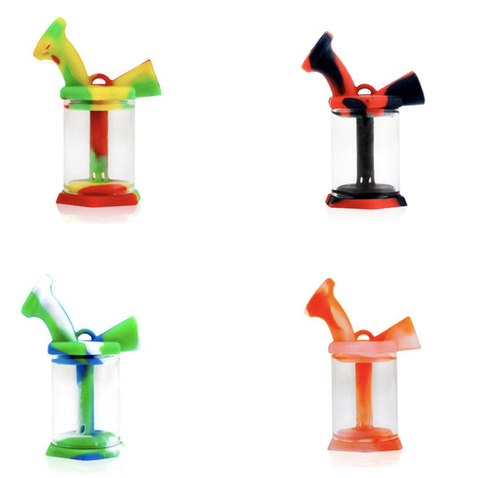 3" Dual Use Silicone & Glass Joint Bubbler (Assorted Colors) #SC58B