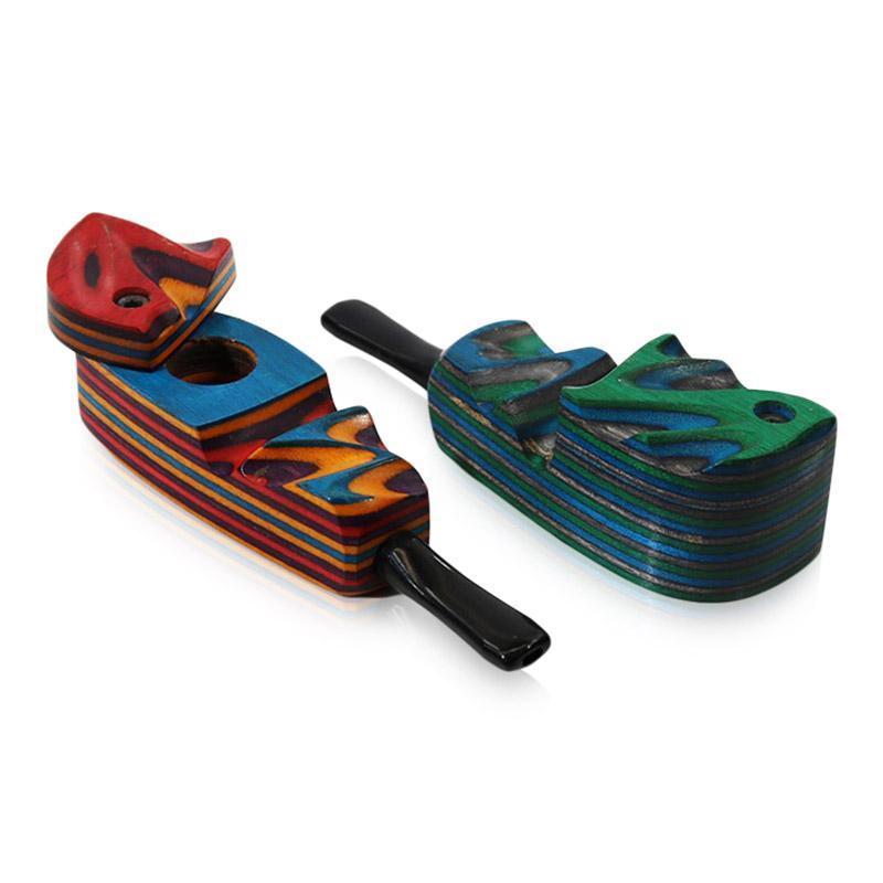 #R7 "THE MILL" 3.5" RAINBOW WOOD PIPE WITH SWIVEL LID
