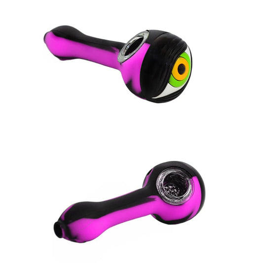 4.5" Silicone Hand Pipe w/ Glass Bowl "Cyclops" #SC54