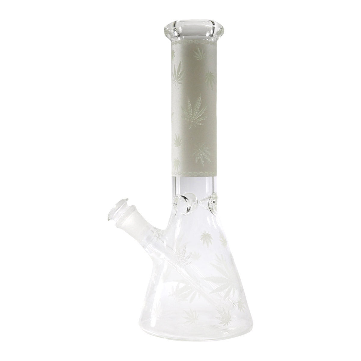 10" Glow in the Dark, Beaker Base Water Pipe with Leaf Design and 5 Pc Accessory Pack #WP150