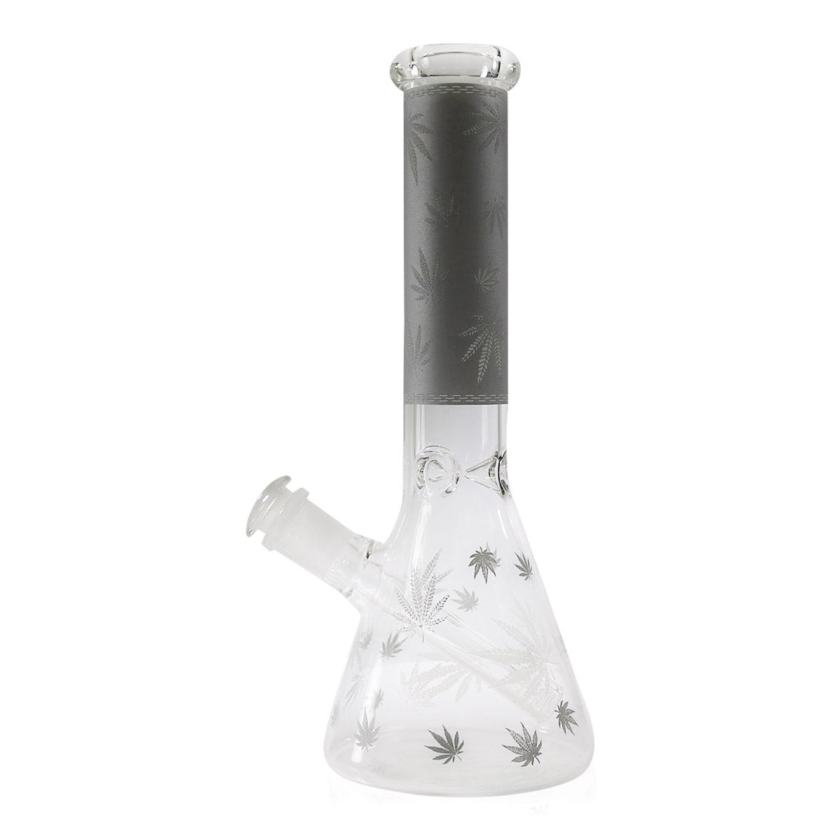 10" Glow in the Dark, Beaker Base Water Pipe with Leaf Design and 5 Pc Accessory Pack #WP150