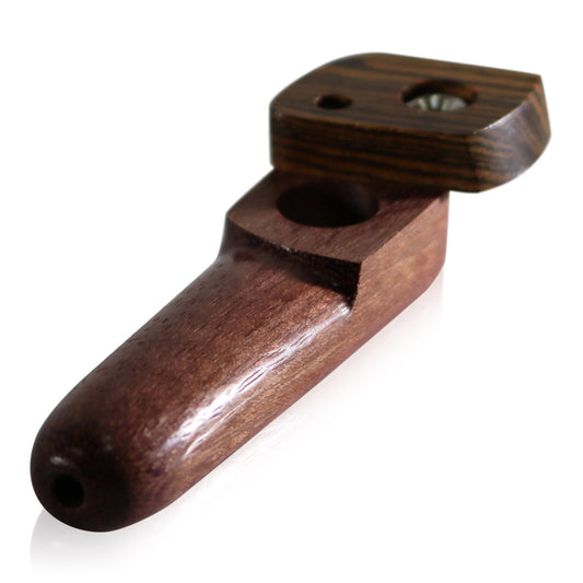WOOD WORKS 3.5" WOODEN SMOKING PIPE W/ SWIVEL LID AND PASS THROUGH #WW12