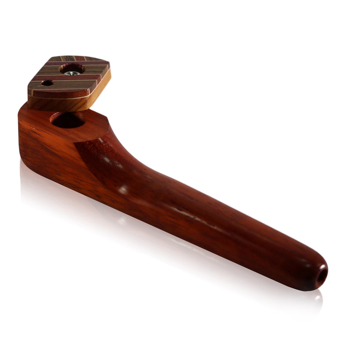 WOOD WORKS 6" WOODEN SMOKING PIPE W/ SWIVEL LID AND PASS THROUGH #WW22