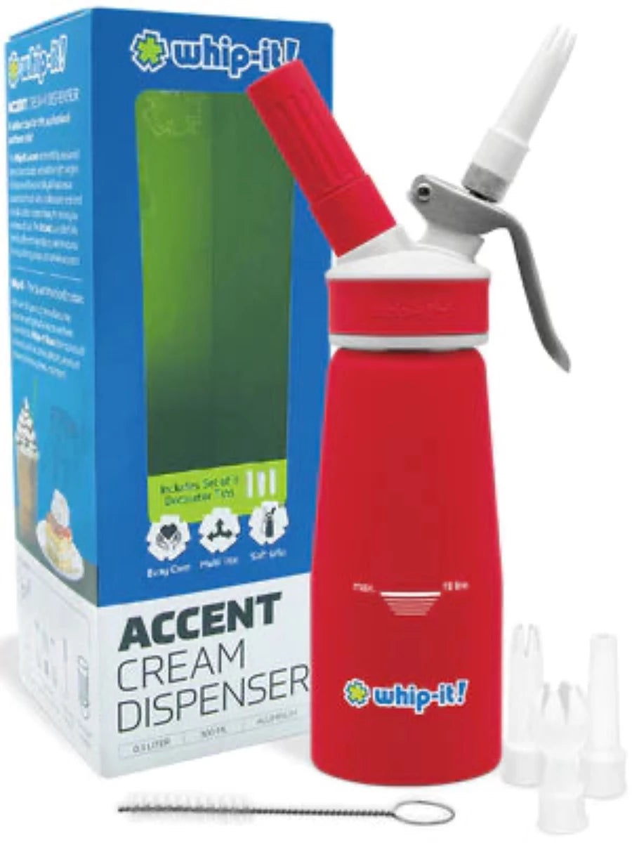Whip-it! Accent Rubber-Coated Whipped Cream Dispensers -  1/3 or 1/2 Liter - Assorted Colors [Disp-WI-A]