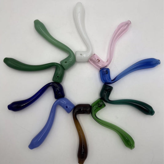 6.5” - 7” X-Large Glass Sherlock Hand Pipe w/ Built-In Screen - Now Choose From 10 Colors! [HP-G-195]