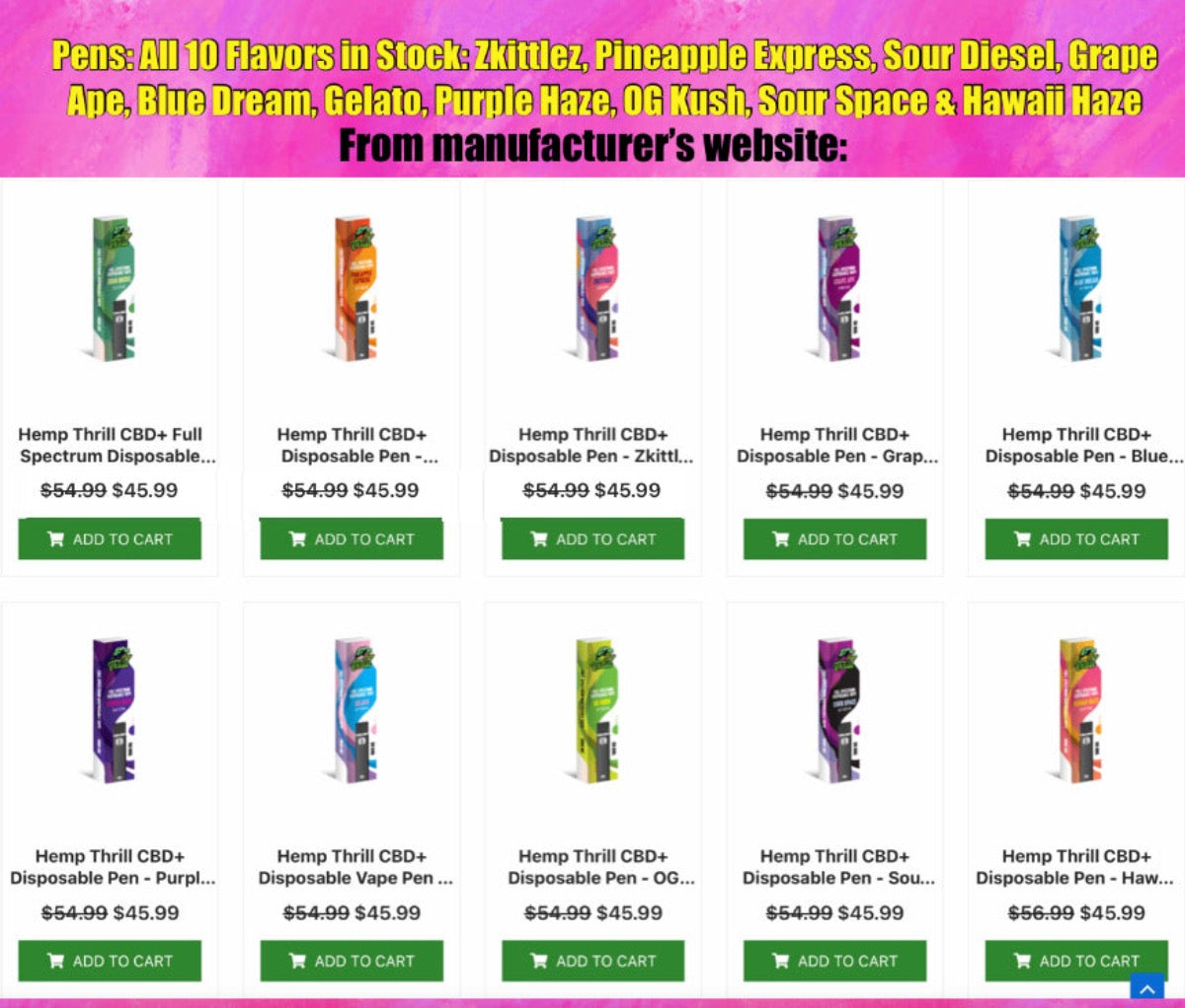 Hemp Thrill Pens - 1,000mg CBD+ Compliant (Under 0.3% THC) [C-HT-P]
