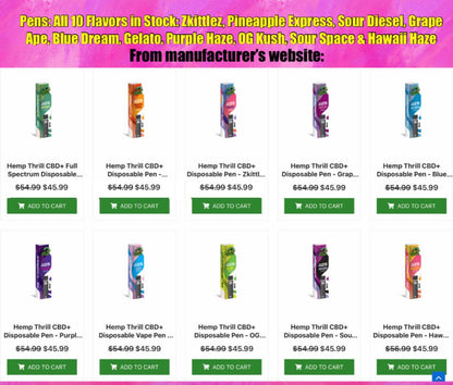 Hemp Thrill Pens - 1,000mg CBD+ Compliant (Under 0.3% THC) [C-HT-P]