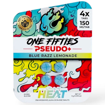 Straight HEAT PSEUDO - 4Ct & NEW 10Ct 150mg Tabs - 5 Flavors [K-H150-P-4C]