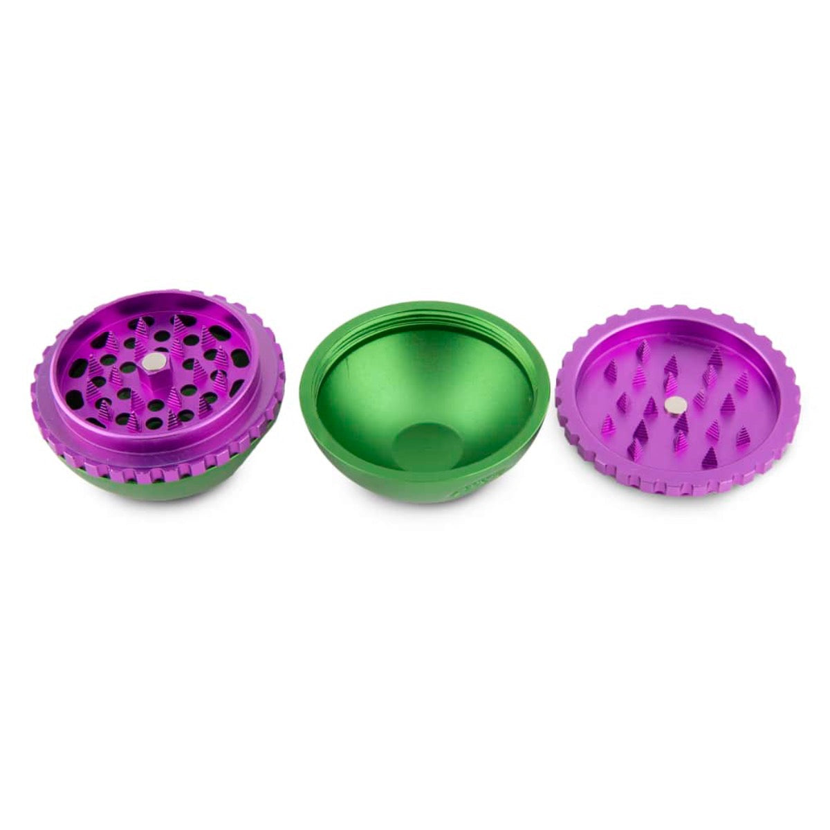 4-Piece Ooze Saturn Grinder w/ Built-In Stash Jar & Velvet Bag - 50mm - Green  [GR-15-Green]