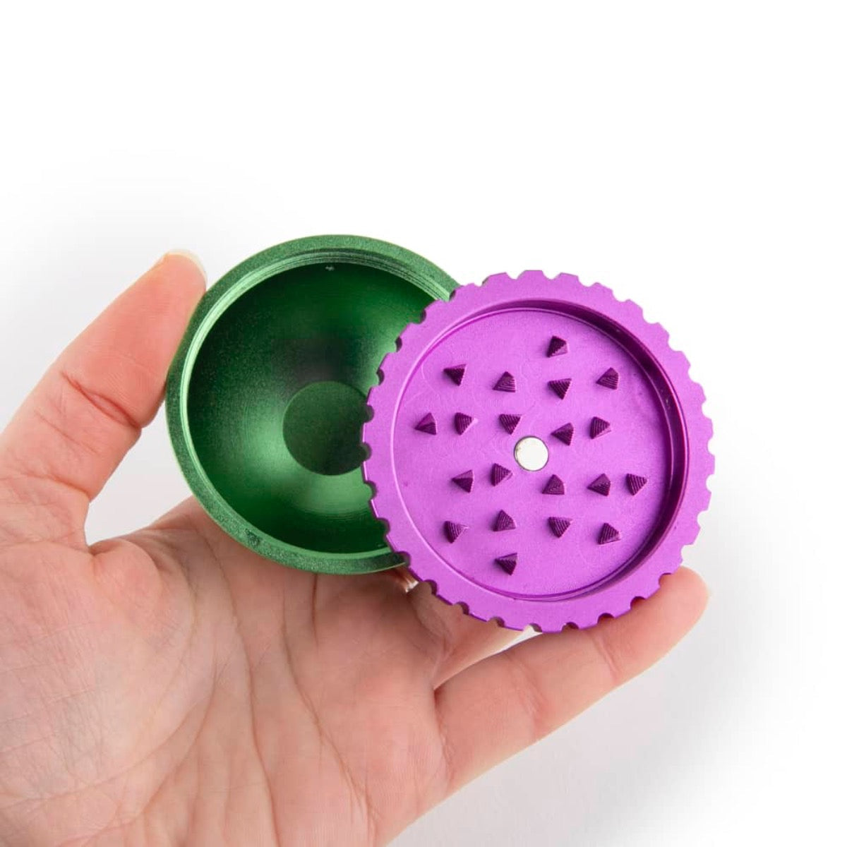 4-Piece Ooze Saturn Grinder w/ Built-In Stash Jar & Velvet Bag - 50mm - Green  [GR-15-Green]
