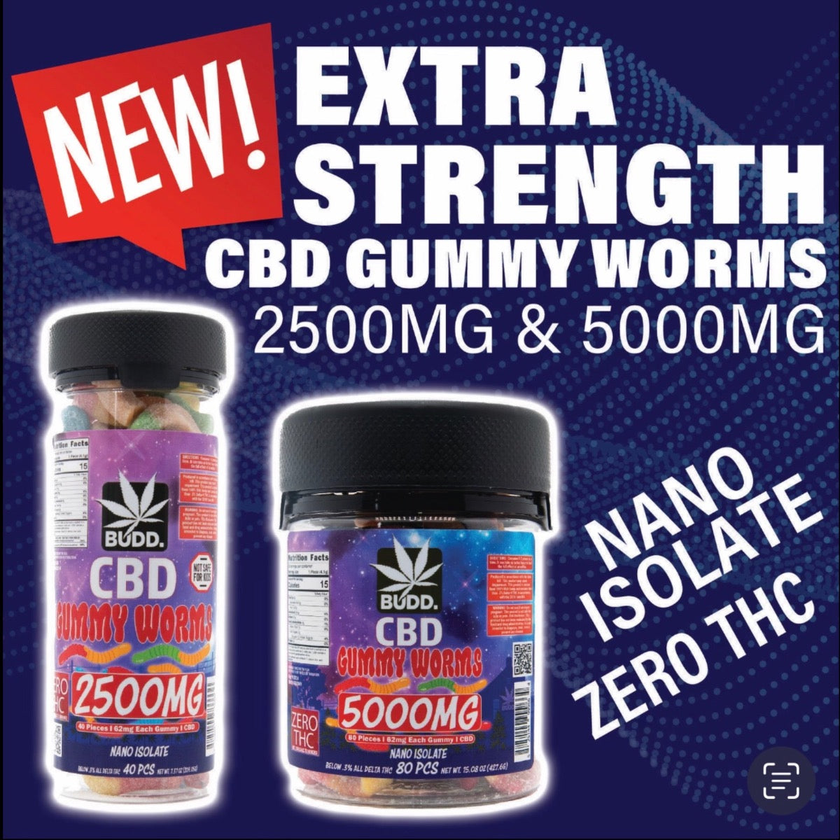 Budd. XXL Jars of Gummy Worms & Bears 5,000mg [C-B-G-5000]