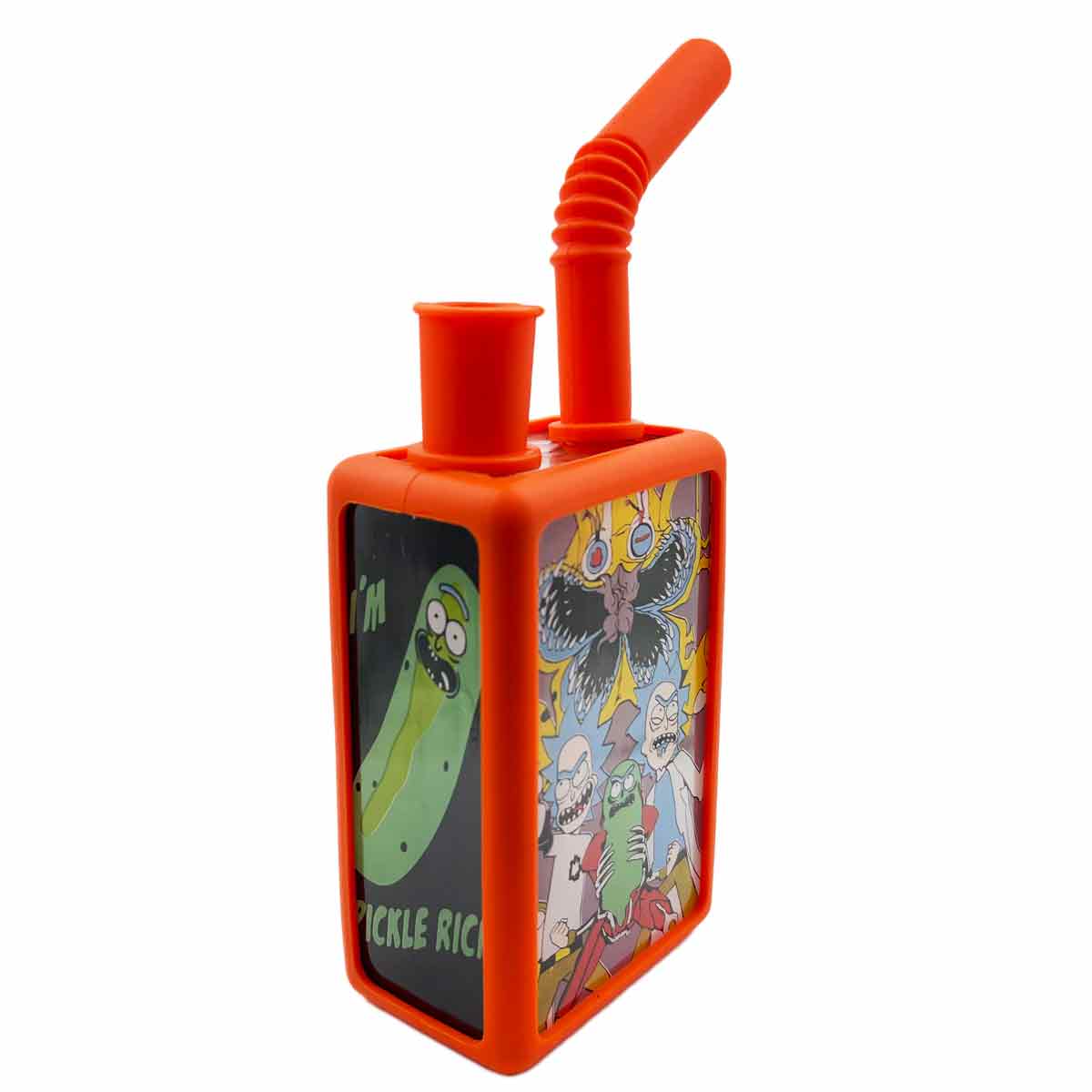 7.25” Glass Juice Box Water Pipe w/ Protective Silicone Case - Assorted Prints [WP-H-237]