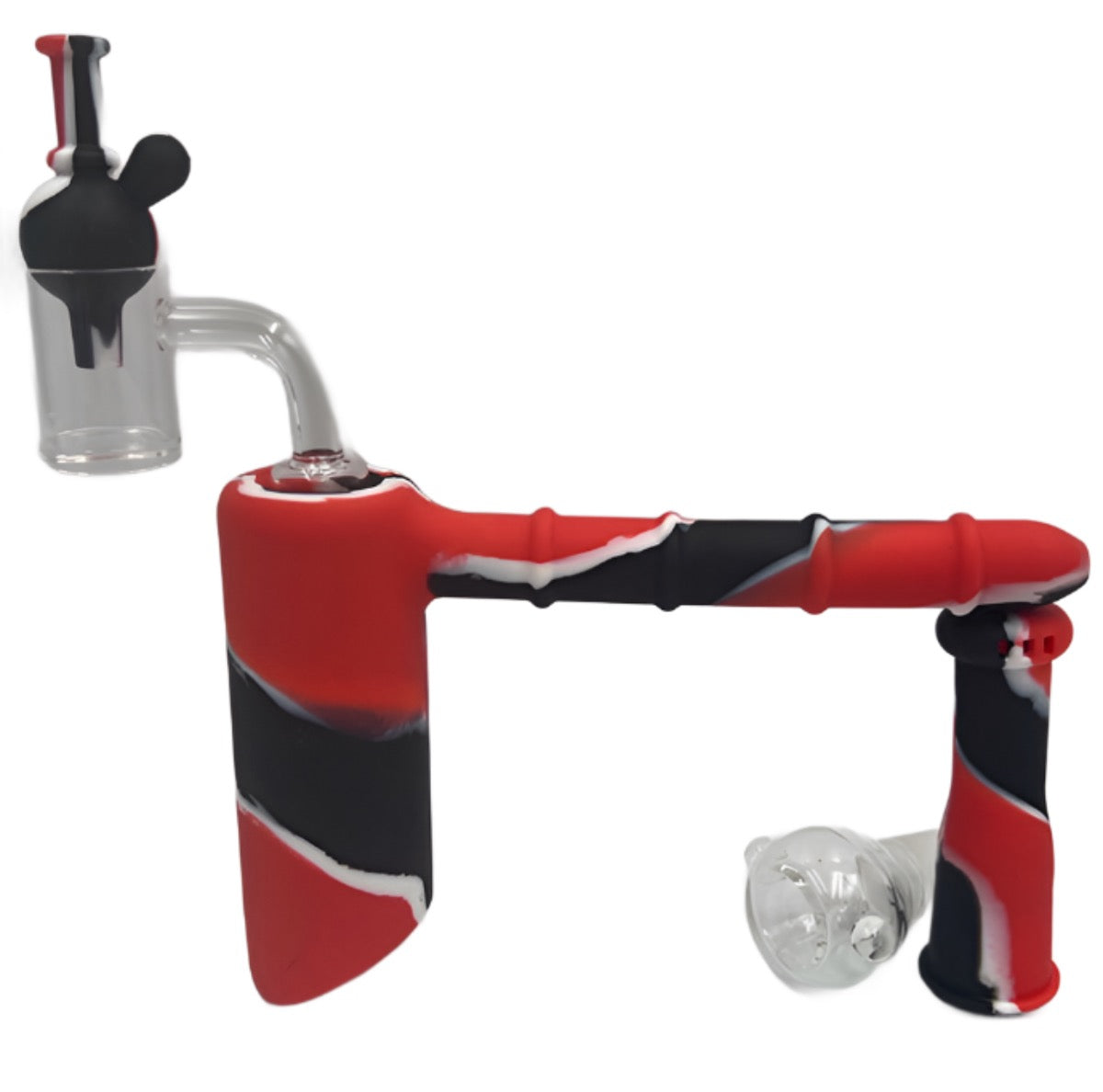 7" Silicone Hammer Bubbler w/ Upgraded Banger, Carb Cap & Bowl - Assorted Colors [BUB-S-21]