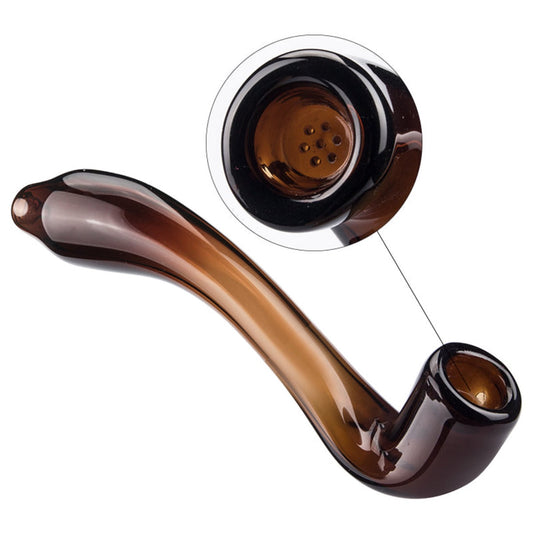 6.5” - 7” X-Large Glass Sherlock Hand Pipe w/ Built-In Screen - Now Choose From 10 Colors! [HP-G-195]