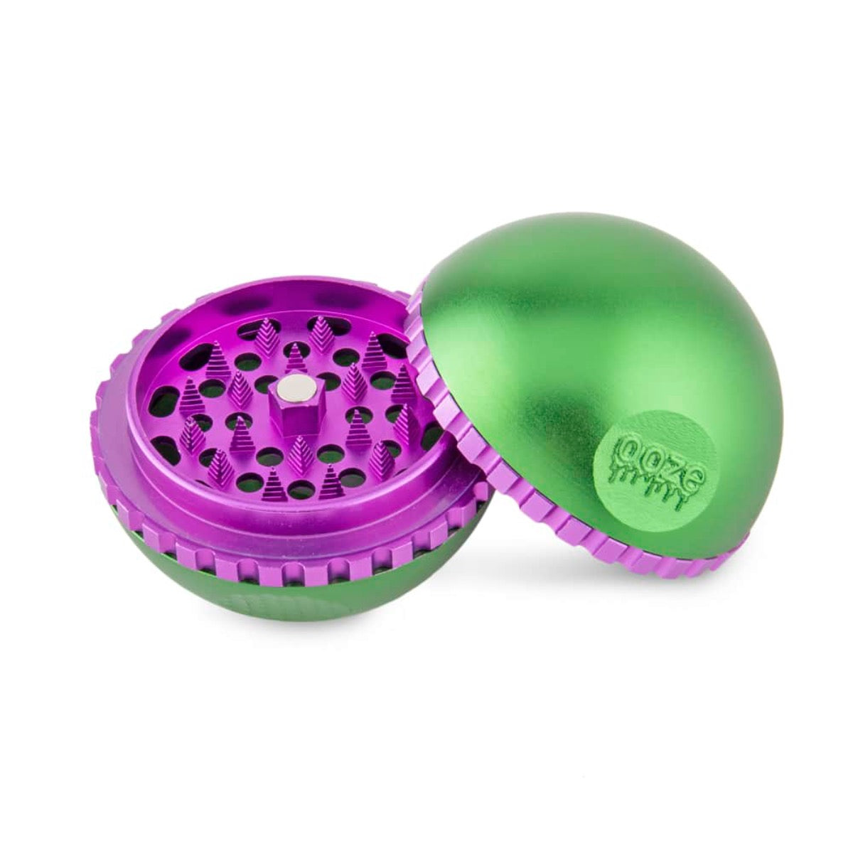 4-Piece Ooze Saturn Grinder w/ Built-In Stash Jar & Velvet Bag - 50mm - Green  [GR-15-Green]