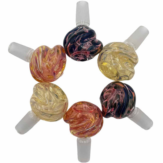 14mm Thick Premium Quality Rose Shaped Fumed Glass Bowls - Assorted Colors [GB-49]