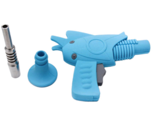 8" 14mm Silicone Ray Gun Nectar Collector w/ Built-In Stash Container- Assorted Colors [NC-S-65]