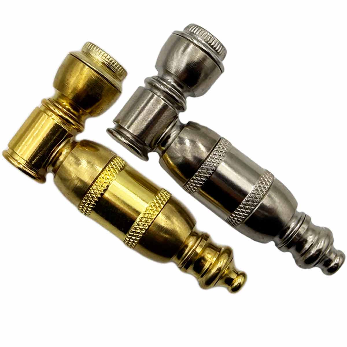 3.25” Heavy Metal Hand Pipe w/ Cap - Brass or Nickel [HP-M-4006]