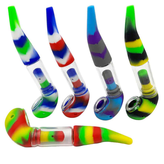 6.25" Silicone & Glass Bubbler - Assorted Colors [BUB-S-22]