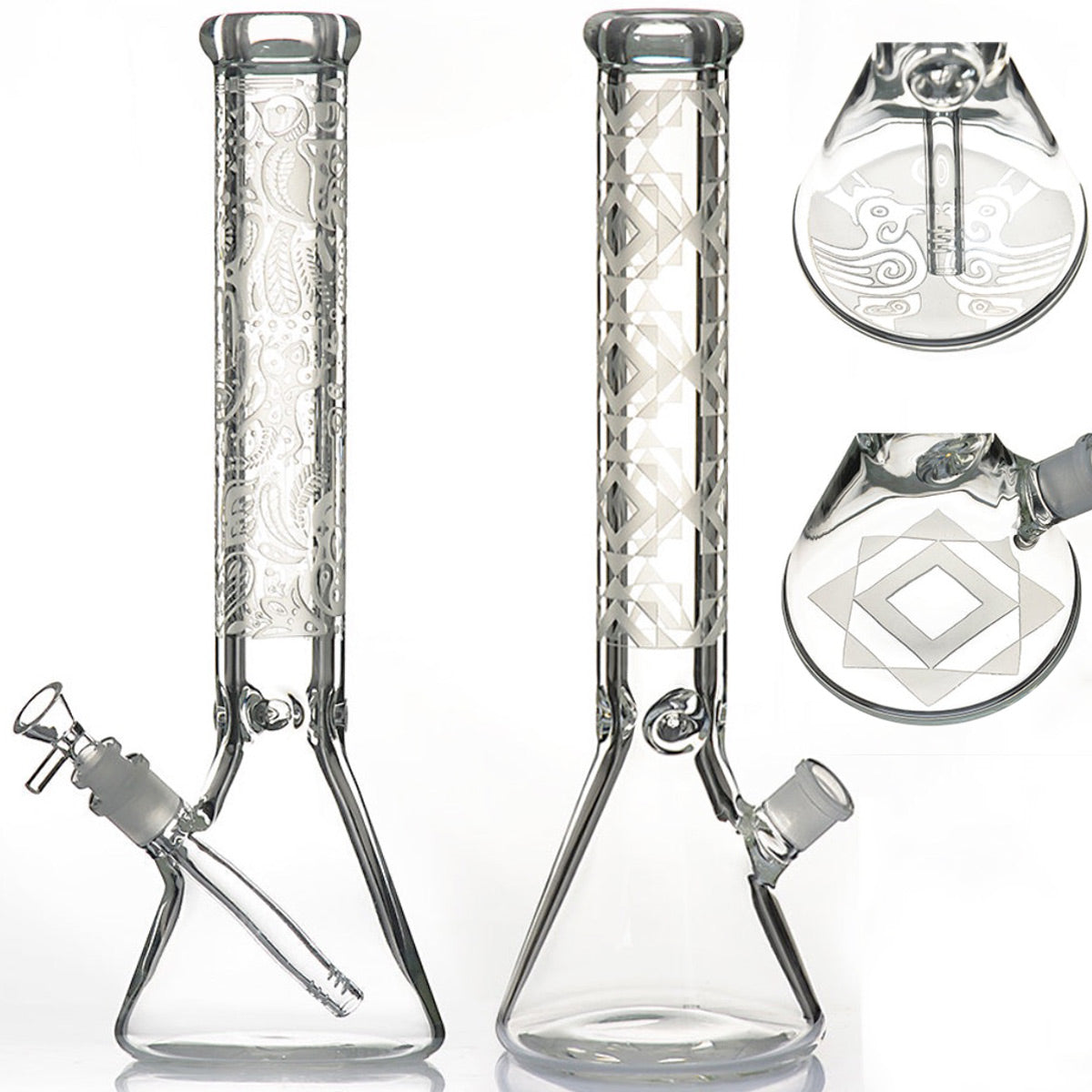 16" 9mm Super Heavy Beaker w/ Deep Sandblasting - Assorted Designs [WP-G-244]
